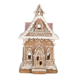 Clayre & Eef Casa di pan di zenzero con LED 9x10x15 cm Marrone Plastica