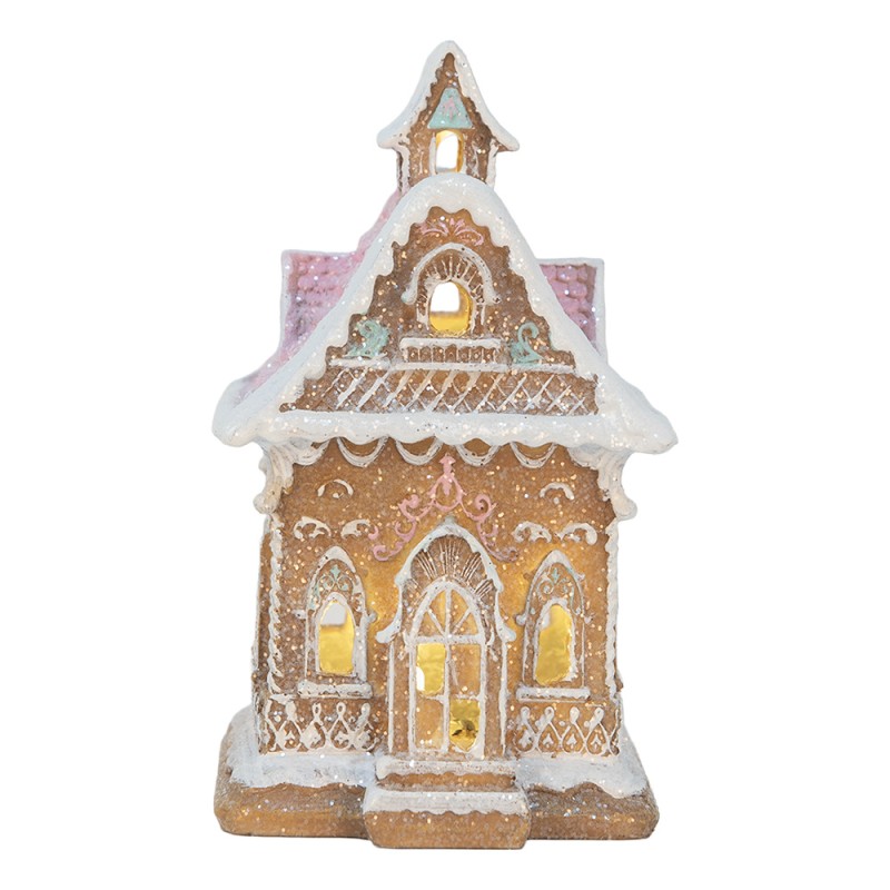 Clayre & Eef Casa di pan di zenzero con LED 9x10x15 cm Marrone Plastica