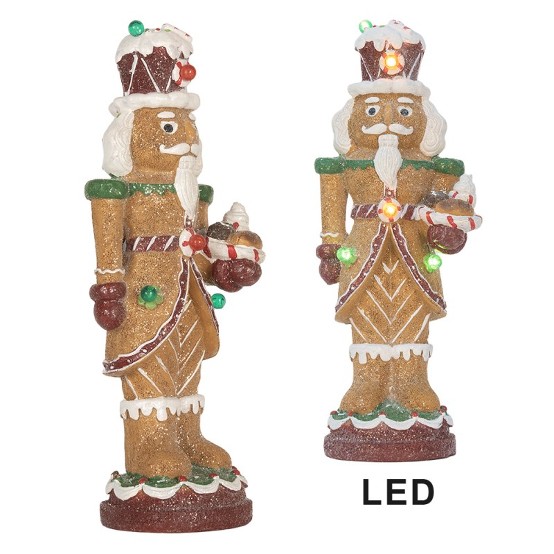 Clayre & Eef Kerstdecoratie Beeld Notenkraker 3xAAA Bruin Kunststof
