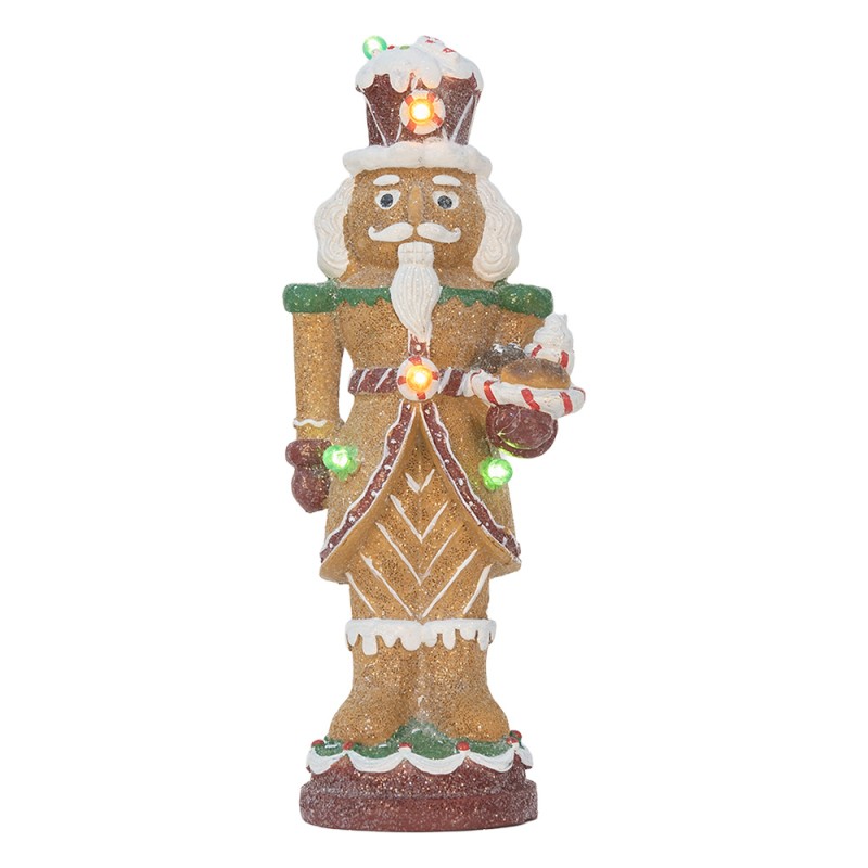 Clayre & Eef Kerstdecoratie Beeld Notenkraker 3xAAA Bruin Kunststof