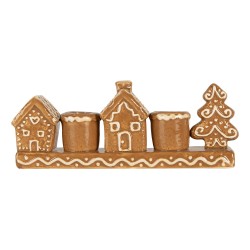Clayre & Eef Kandelaar Huis 21x4x8 cm Bruin Keramiek