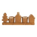 Clayre & Eef Kandelaar Huis 21x4x8 cm Bruin Keramiek