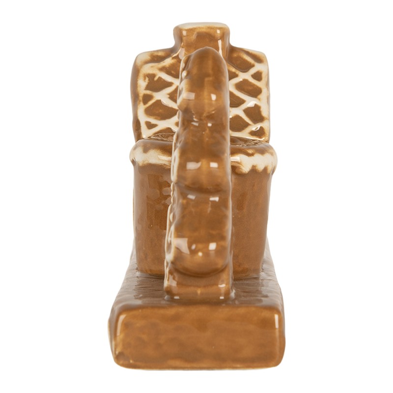 Clayre & Eef Kandelaar Huis 21x4x8 cm Bruin Keramiek