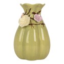 Clayre & Eef Vase Ø 14x21 cm Green Ceramic Flowers