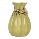 Clayre & Eef Vase Ø 14x21 cm Green Ceramic Flowers