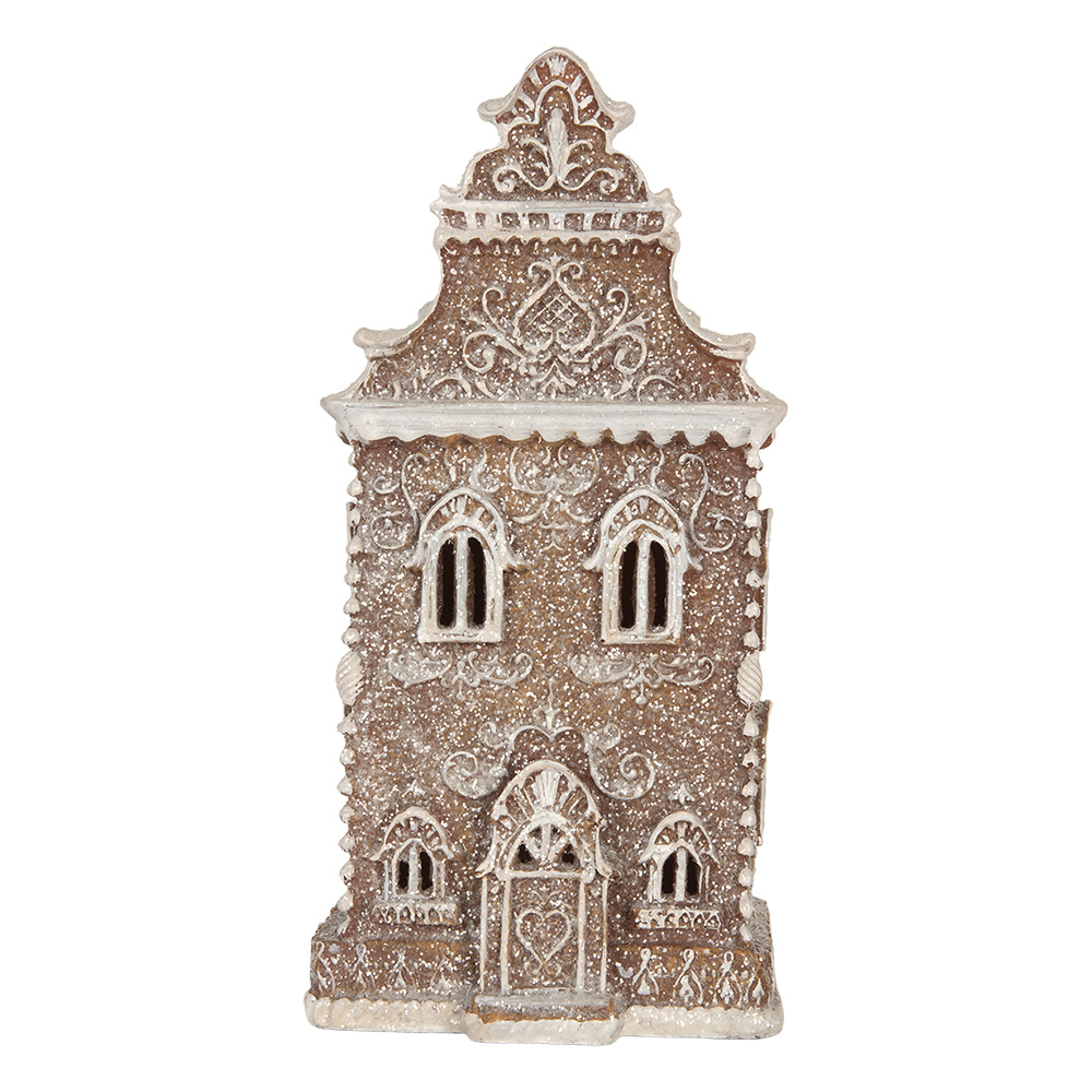 Clayre&Eef Gingerbread house met LED 3 x AAA Bruin Kunststof