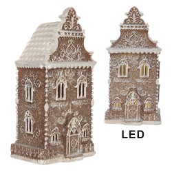 Clayre & Eef Maison en pain d'épices avec LED 3 x AAA Marron Plastique