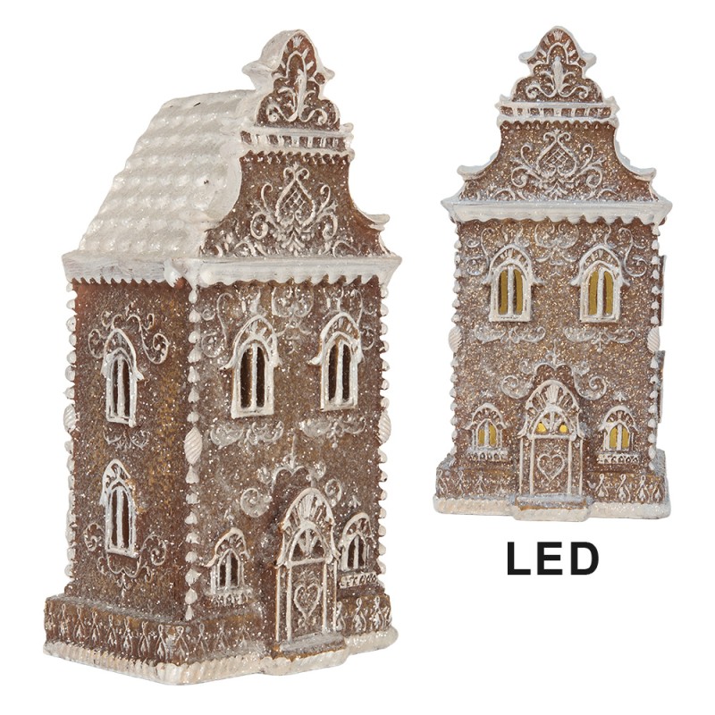 Clayre & Eef Gingerbread house met LED 3 x AAA Bruin Kunststof