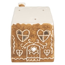 Clayre & Eef Tealight Holder House 12x7x16 cm Brown Ceramic