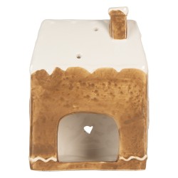 Clayre & Eef Tealight Holder House 12x7x16 cm Brown Ceramic