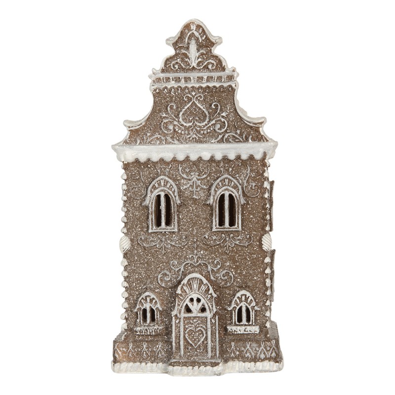 Clayre & Eef Gingerbread house met LED 12x11x25 cm Bruin Kunststof