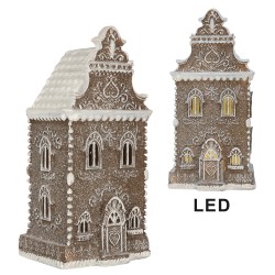 Clayre & Eef Gingerbread house met LED 12x11x25 cm Bruin Kunststof