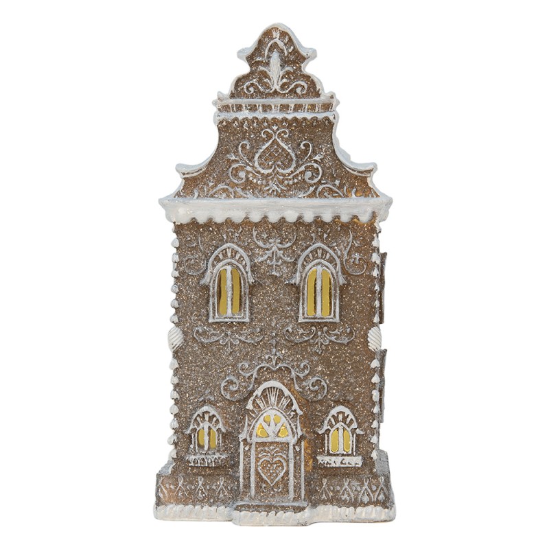 Clayre & Eef Gingerbread house met LED 12x11x25 cm Bruin Kunststof