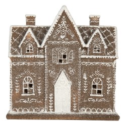 Clayre & Eef Gingerbread house met LED 26x10x25 cm Bruin Kunststof