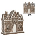 Clayre & Eef Casa di pan di zenzero con LED 26x10x25 cm Marrone Plastica