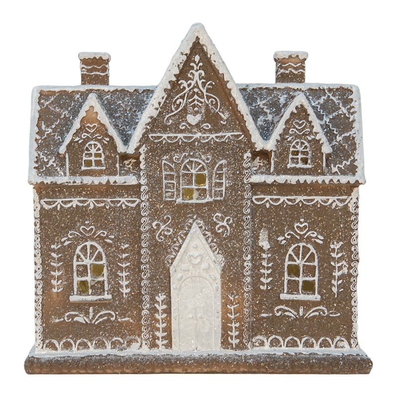 Clayre & Eef Casa di pan di zenzero con LED 26x10x25 cm Marrone Plastica
