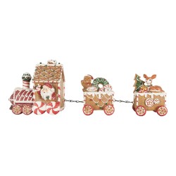 Clayre & Eef Statuetta decorativa di Natale Treno 33x10x15 cm Marrone Plastica
