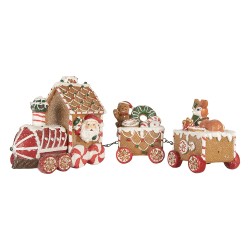 Clayre & Eef Statuetta decorativa di Natale Treno 33x10x15 cm Marrone Plastica