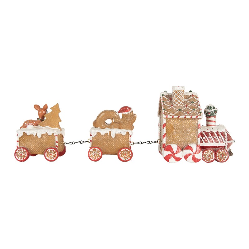 Clayre & Eef Statuetta decorativa di Natale Treno 33x10x15 cm Marrone Plastica
