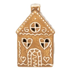 Clayre & Eef Casa di pan di zenzero con LED 7x6x12 cm Marrone Ceramica