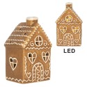 Clayre & Eef Casa di pan di zenzero con LED 7x6x12 cm Marrone Ceramica