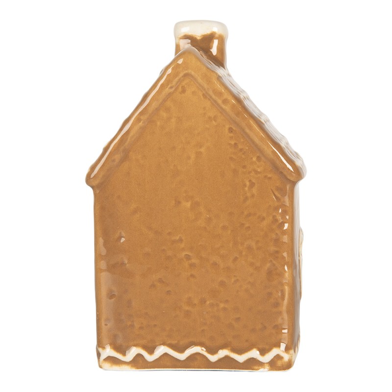 Clayre & Eef Casa di pan di zenzero con LED 7x6x12 cm Marrone Ceramica