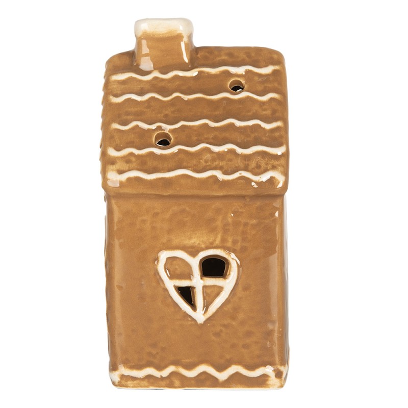 Clayre & Eef Casa di pan di zenzero con LED 7x6x12 cm Marrone Ceramica