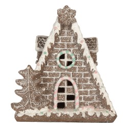 Clayre & Eef Gingerbread house met LED 17x10x18 cm Bruin Kunststof