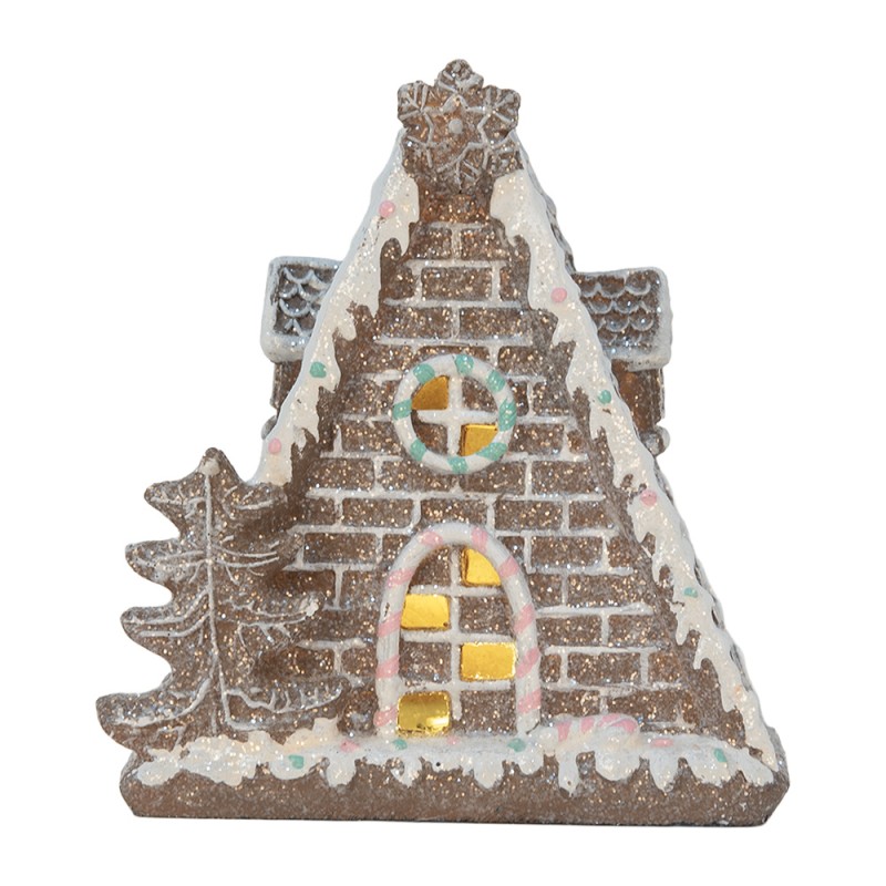 Clayre & Eef Gingerbread house with LED 17x10x18 cm Brown Plastic