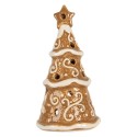 Clayre & Eef Portacandela Albero di Natale Ø 8x15 cm Marrone Ceramica