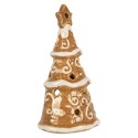 Clayre & Eef Portacandela Albero di Natale Ø 8x15 cm Marrone Ceramica