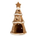 Clayre & Eef Portacandela Albero di Natale Ø 8x15 cm Marrone Ceramica