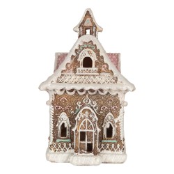 Clayre & Eef Lebkuchenhaus mit LED Braun Kunststoff