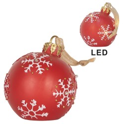 Clayre & Eef Christmas Ornament Christmas bauble Ø 12x14 cm Red Plastic