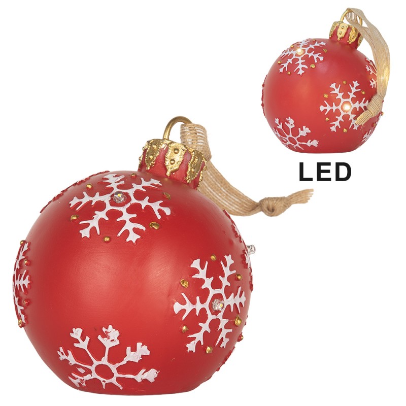Clayre & Eef Christmas Ornament Christmas bauble Ø 12x14 cm Red Plastic