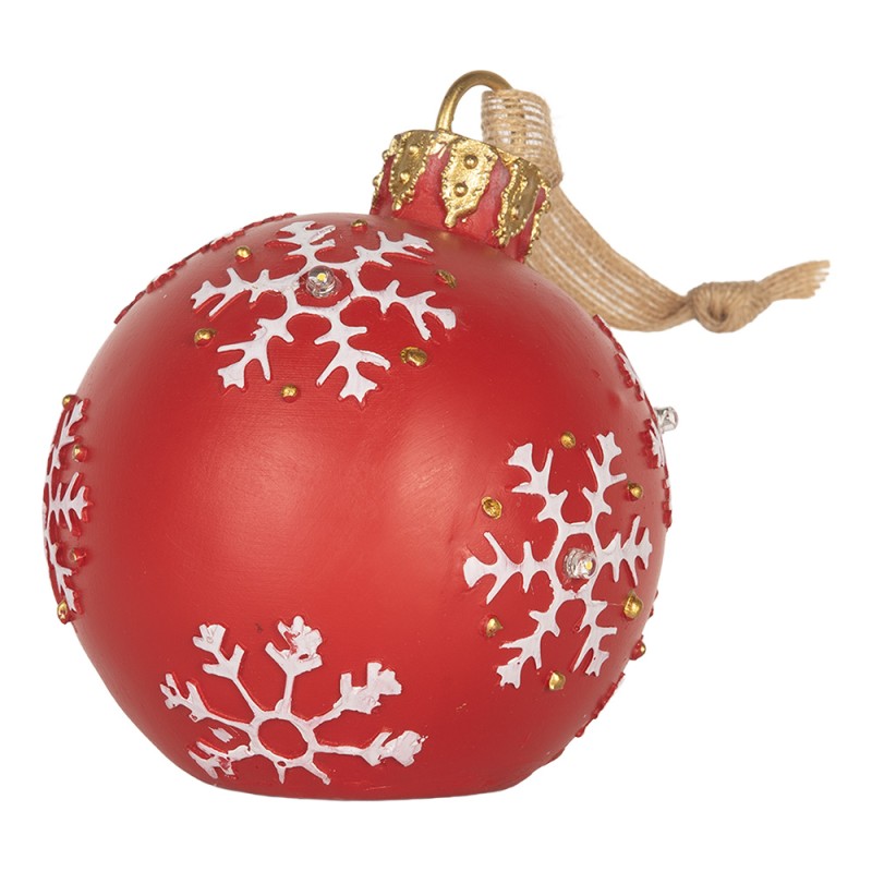 Clayre & Eef Christmas Ornament Christmas bauble Ø 12x14 cm Red Plastic