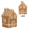 Clayre & Eef Casa di pan di zenzero con LED 7x7x11 cm Marrone Ceramica