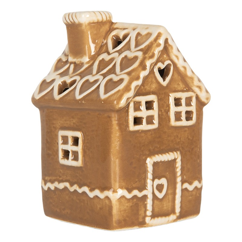 Clayre & Eef Casa di pan di zenzero con LED 7x7x11 cm Marrone Ceramica