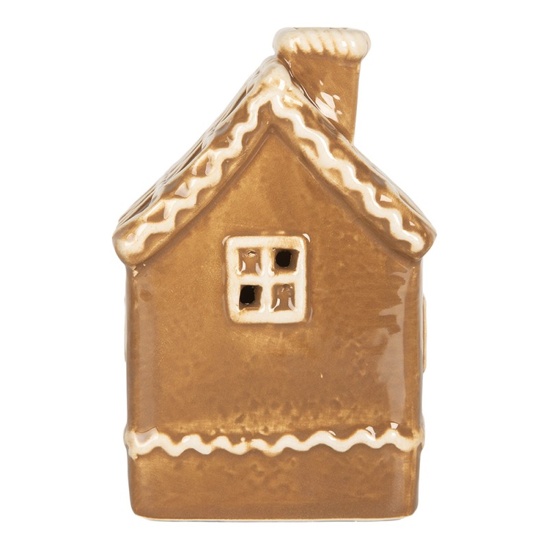 Clayre & Eef Casa di pan di zenzero con LED 7x7x11 cm Marrone Ceramica