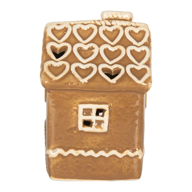 Clayre & Eef Casa di pan di zenzero con LED 7x7x11 cm Marrone Ceramica
