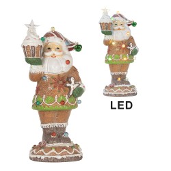 Clayre & Eef Kerstdecoratie Beeld Kerstman 15x13x32 cm Bruin Kunststof