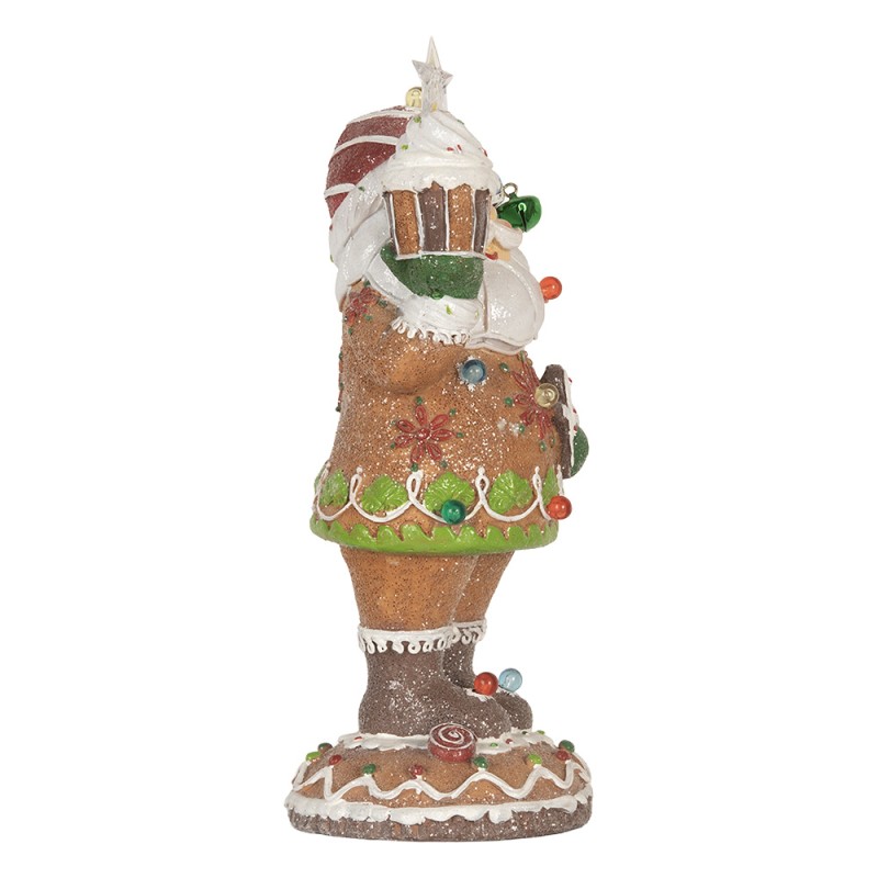 Clayre & Eef Kerstdecoratie Beeld Kerstman 15x13x32 cm Bruin Kunststof