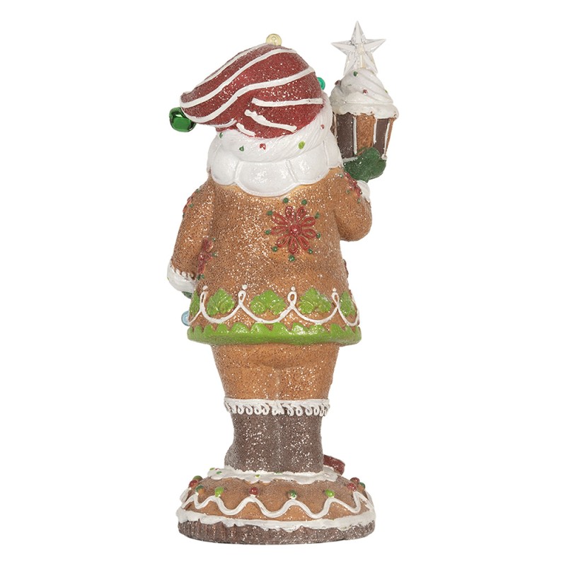 Clayre & Eef Kerstdecoratie Beeld Kerstman 15x13x32 cm Bruin Kunststof