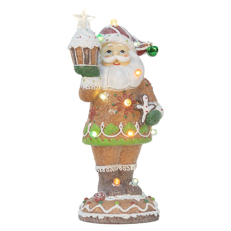 Clayre & Eef Kerstdecoratie Beeld Kerstman 15x13x32 cm Bruin Kunststof