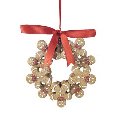 Clayre & Eef Christmas Ornament Gingerbread man 10x2x10 cm Brown Plastic