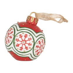Clayre & Eef Christmas Ornament Christmas bauble Ø 12x14 cm Red Plastic