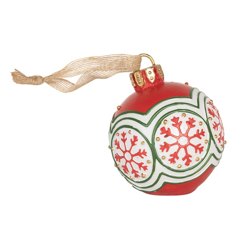Clayre & Eef Christmas Ornament Christmas bauble Ø 12x14 cm Red Plastic