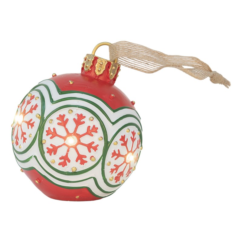 Clayre & Eef Christmas Ornament Christmas bauble Ø 12x14 cm Red Plastic