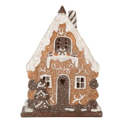 Clayre & Eef Lebkuchenhaus mit LED 15x8x20 cm Braun Kunststoff