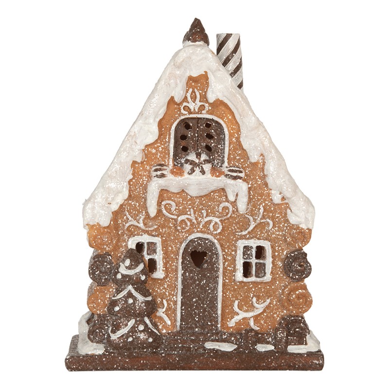 Clayre & Eef Gingerbread house with LED 15x8x20 cm Brown Plastic